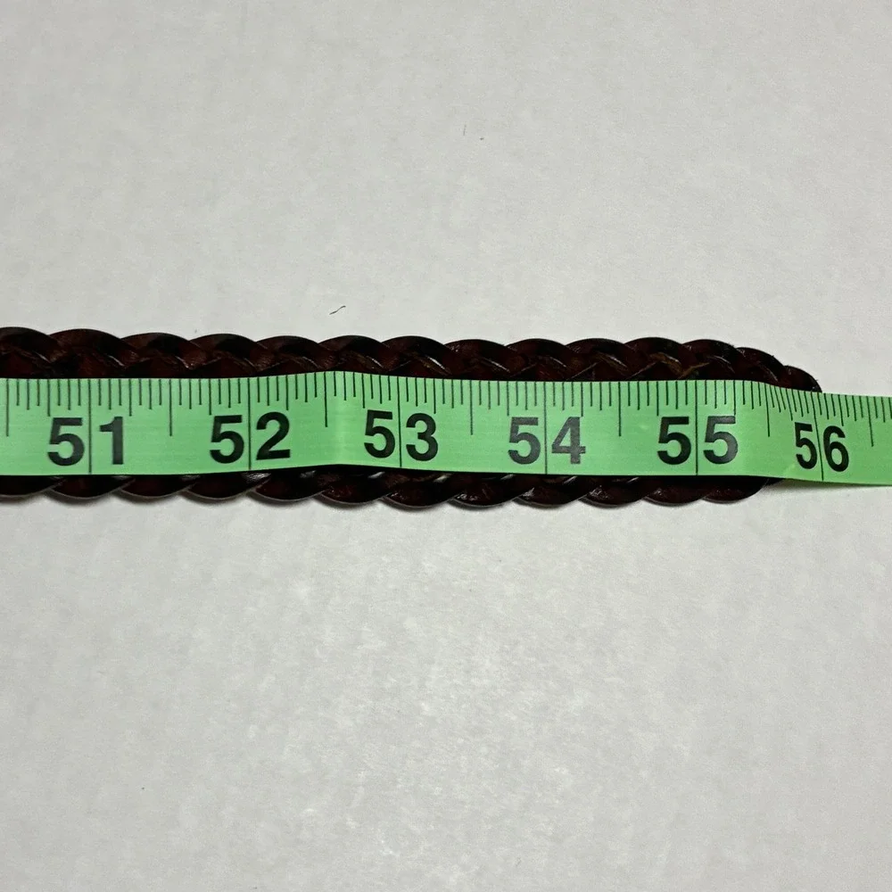 Vtg LL Bean Braided Leather Belt 44 Green Brown Heritage Preppy Gorpcore Y2K 90s
